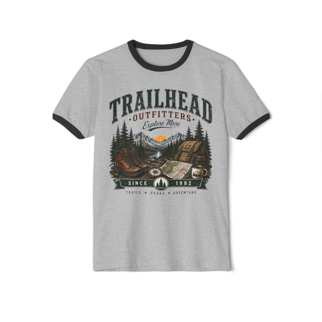Trailhead Outfitters Ringer Tee — Vintage Camping Mountain T-Shirt