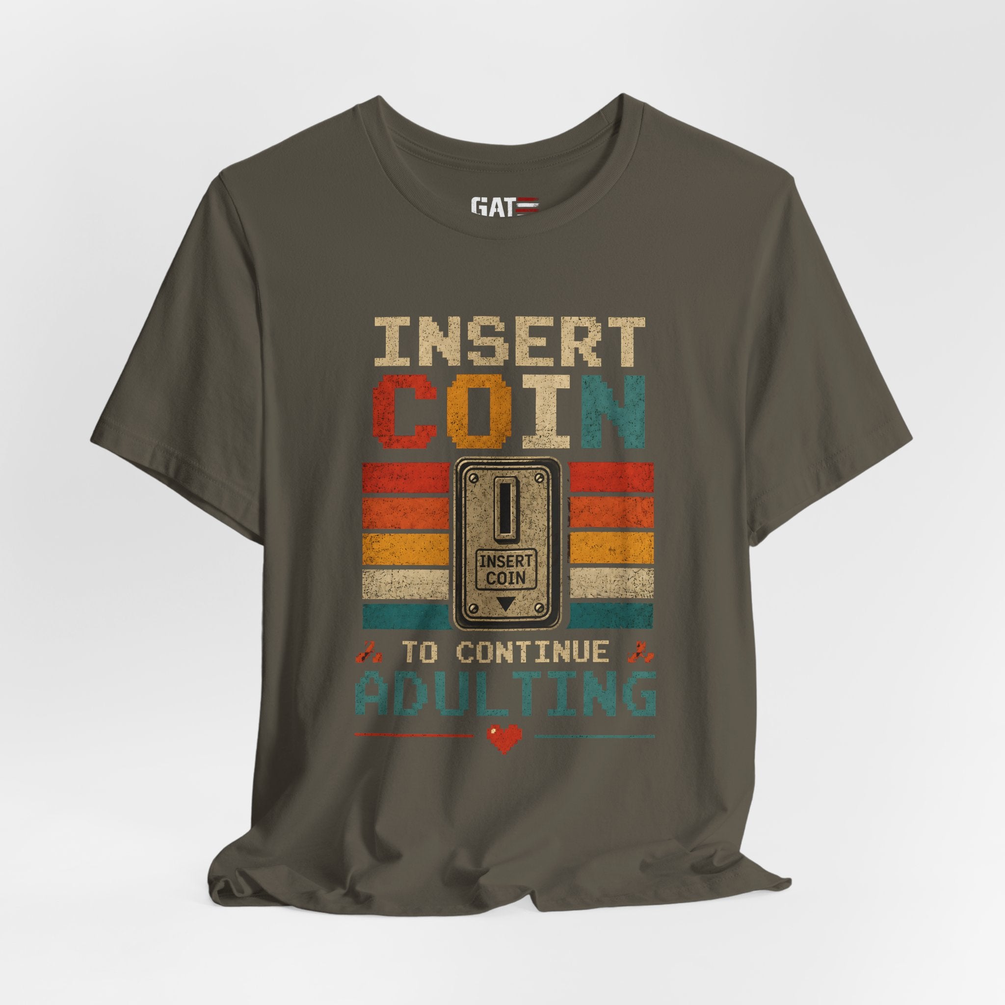 Insert Coin to Continue Adulting Shirt, Retro Gamer T-Shirt, Funny Gaming Tee, Video Game Gift for Gamers, Nerd Gift
