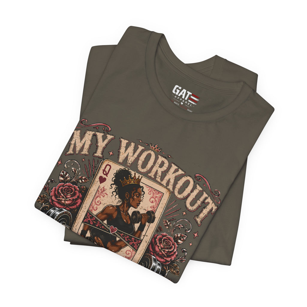 My Workout Is Your Warmup Shirt, Retro Gym Shirt for Women, Queen of Hearts Fitness Tee, Weightlifting Gift
