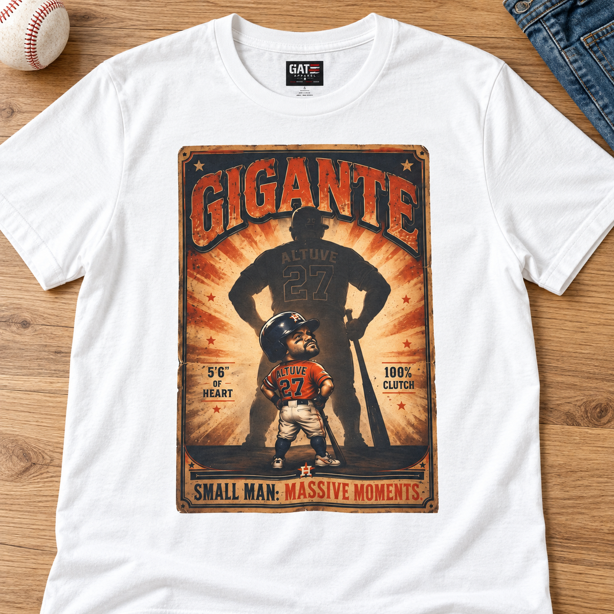 Houston Astros – Jose Altuve – Gigante Shirt | Small Man Massive Moments — layflat lifestyle mockup