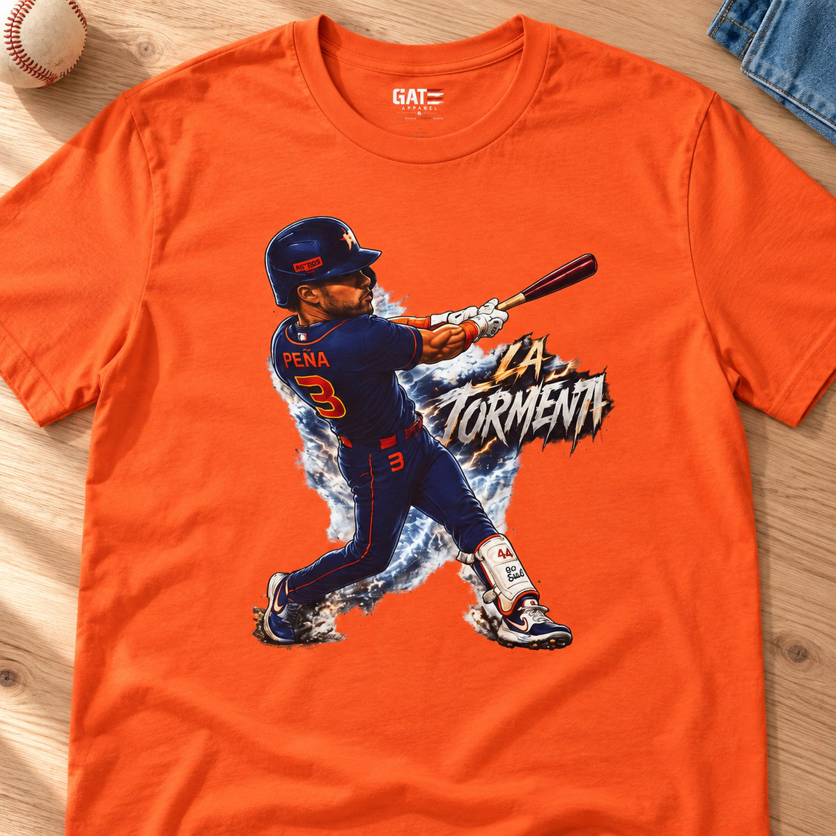 Houston Astros – Jeremy Peña – La Tormenta Graphic Shirt | Baseball Tee — layflat lifestyle mockup