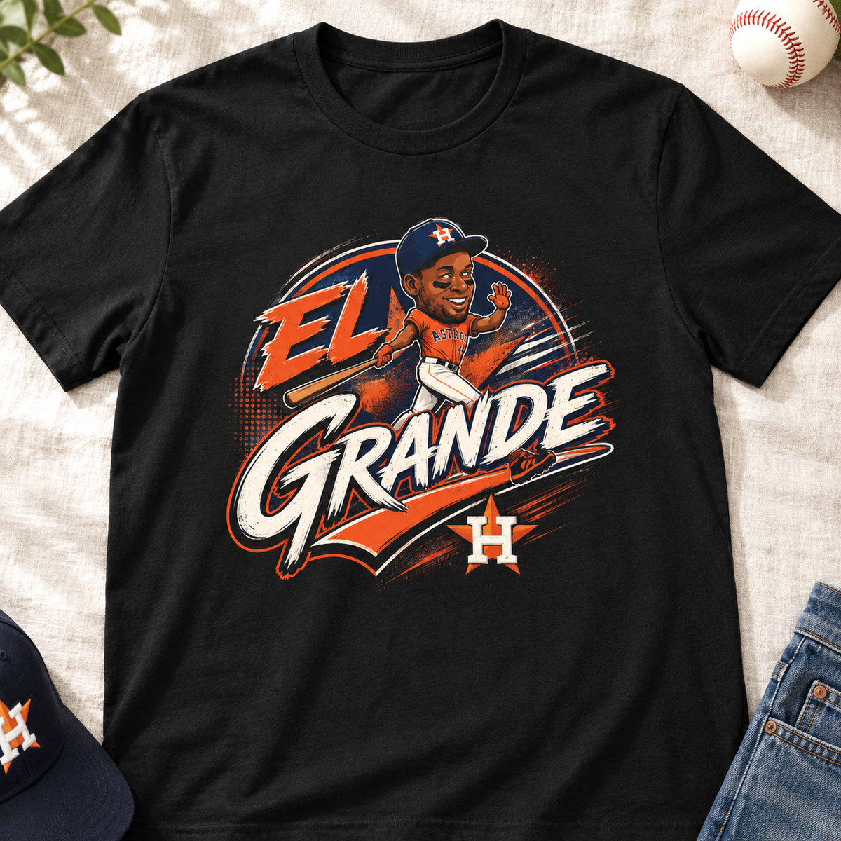 Houston Astros – Yordan Alvarez – El Grande Shirt | Baseball Tee — layflat lifestyle mockup
