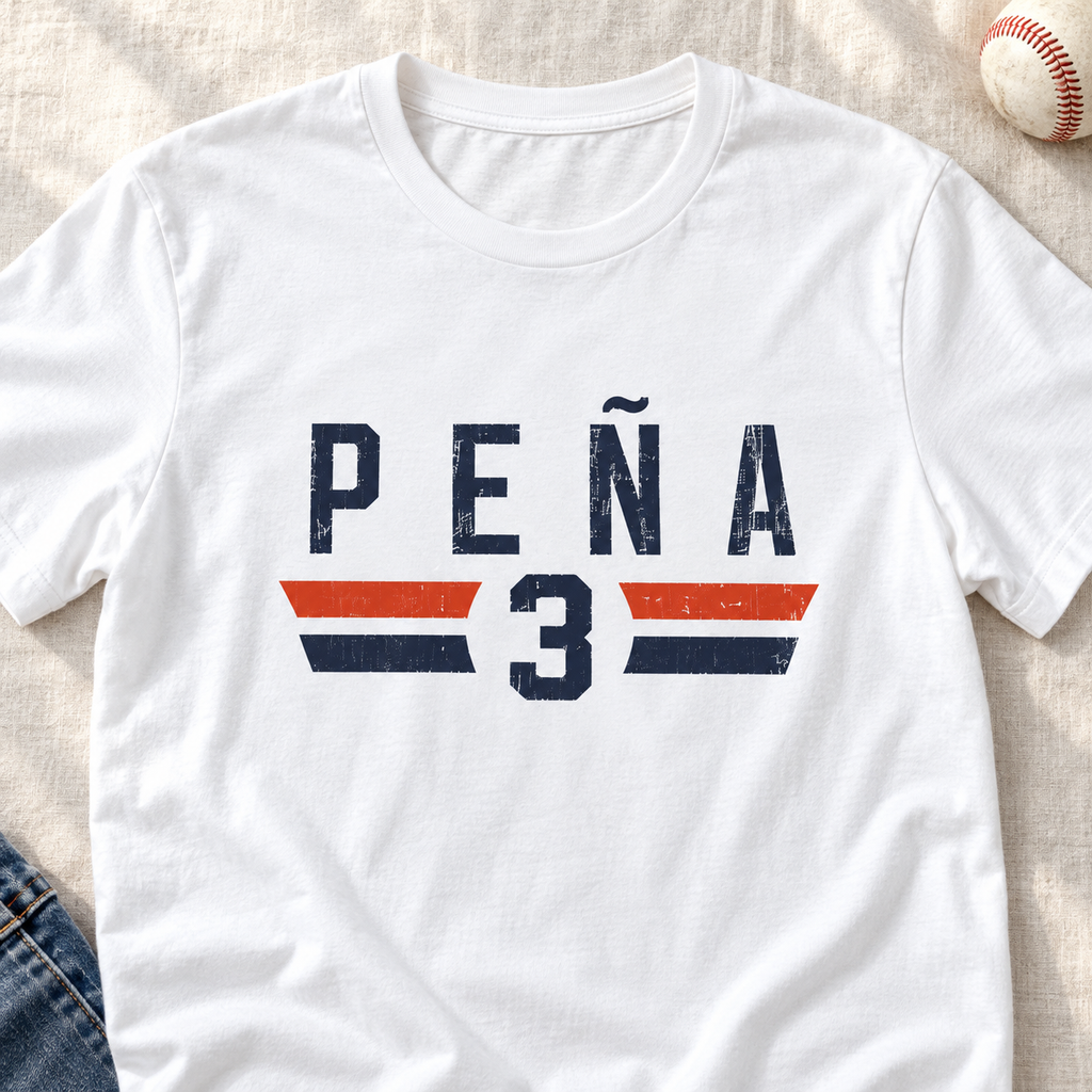 Houston Astros – Jeremy Peña – #3 Vintage Baseball Shirt | Tee — layflat lifestyle mockup