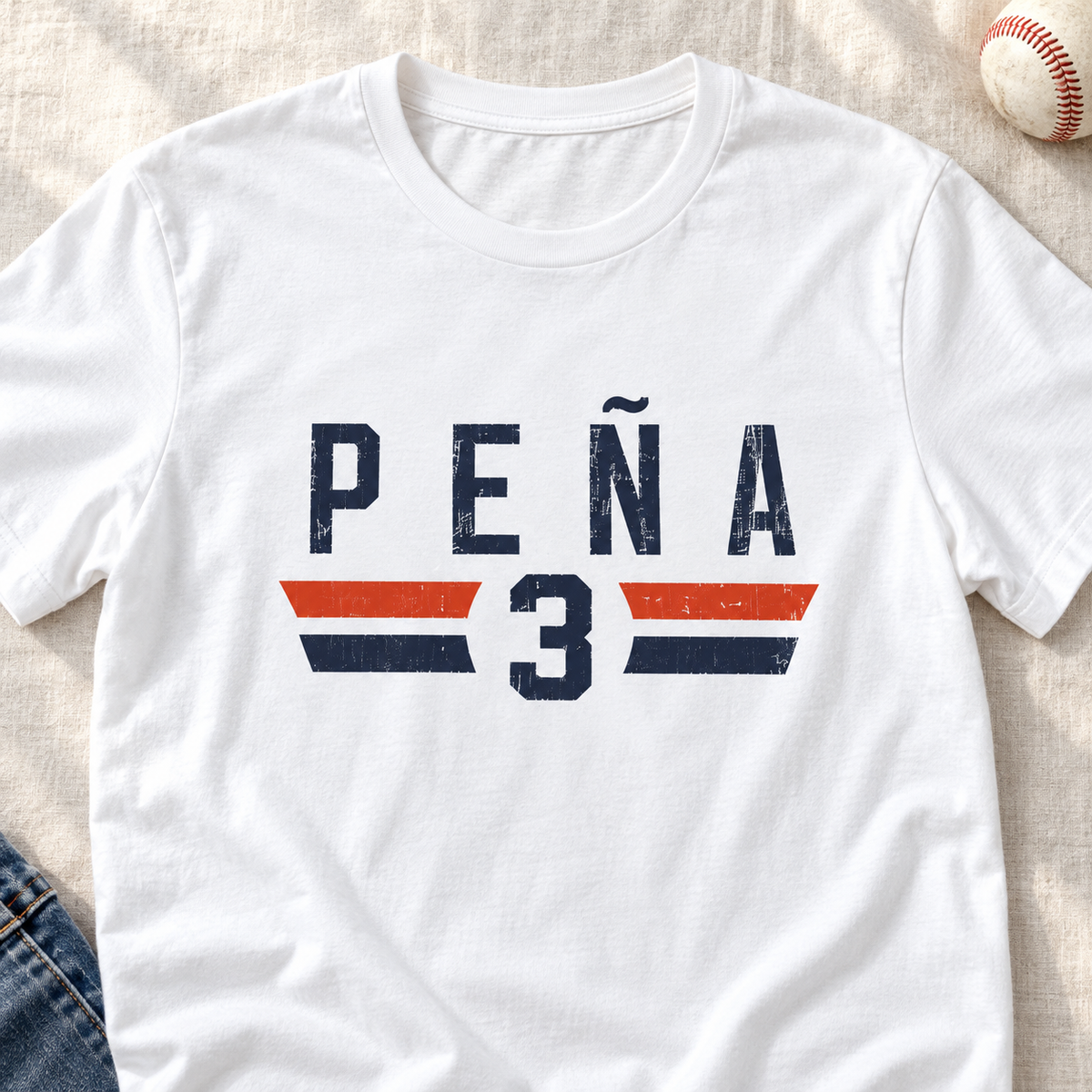 Houston Astros – Jeremy Peña – #3 Vintage Baseball Shirt | Tee — layflat lifestyle mockup