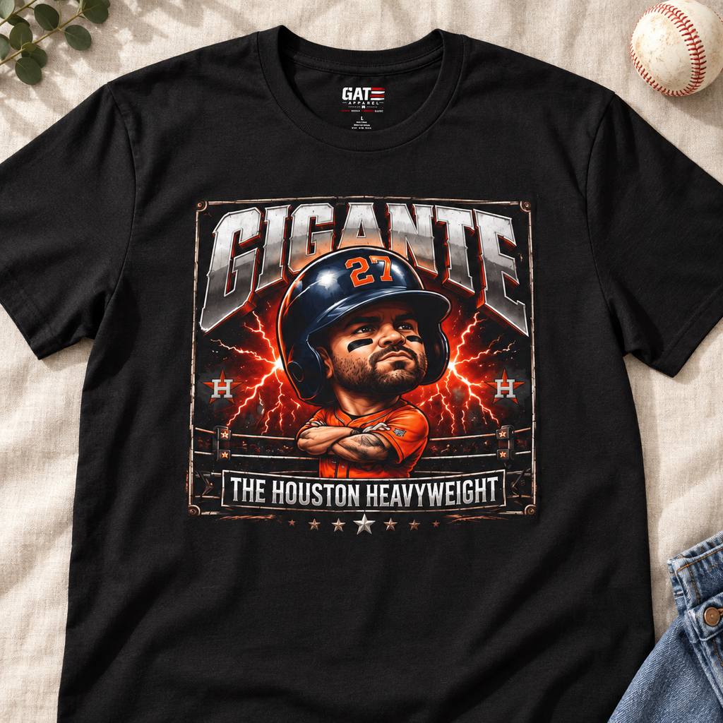 Houston Astros – Jose Altuve Gigante Shirt | Houston Heavyweight Graphic — layflat lifestyle mockup