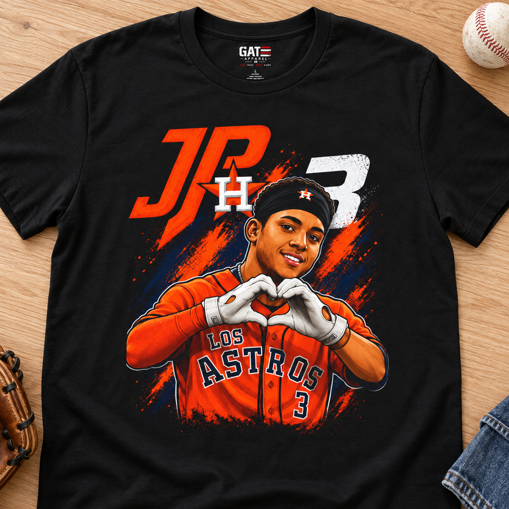 Houston Astros – Jeremy Peña JP3 Shirt | Heart Hands Graphic Tee — layflat lifestyle mockup