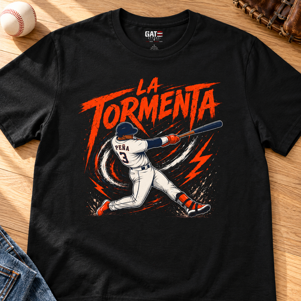 Houston Astros – Jeremy Peña – La Tormenta #3 Shirt | Baseball Tee — layflat lifestyle mockup