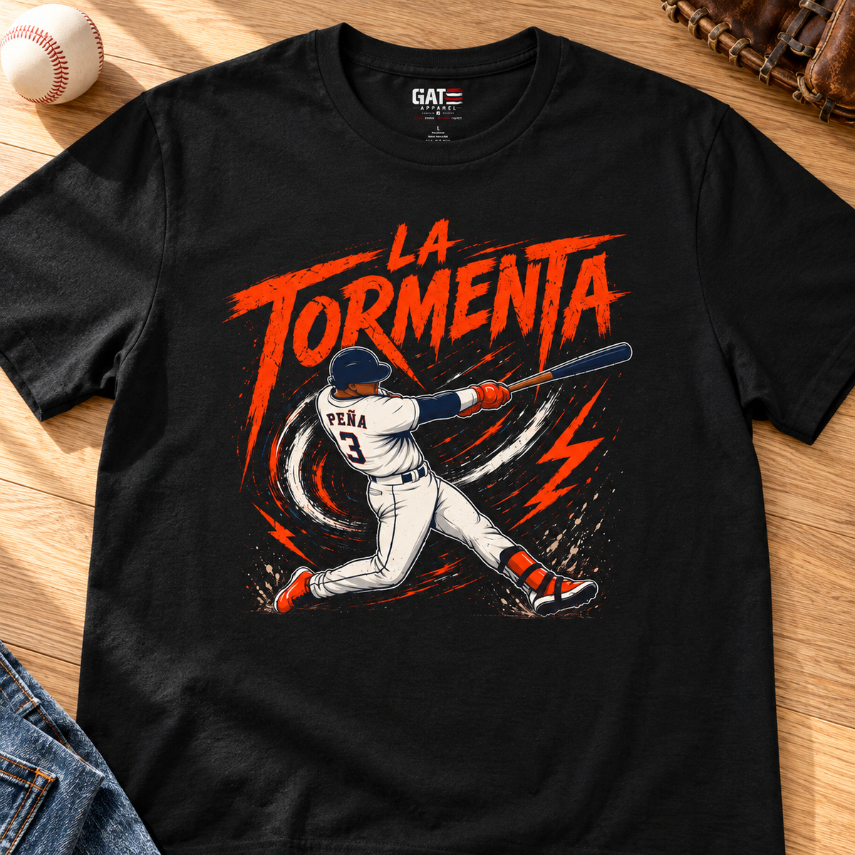 Houston Astros – Jeremy Peña – La Tormenta #3 Shirt | Baseball Tee — layflat lifestyle mockup