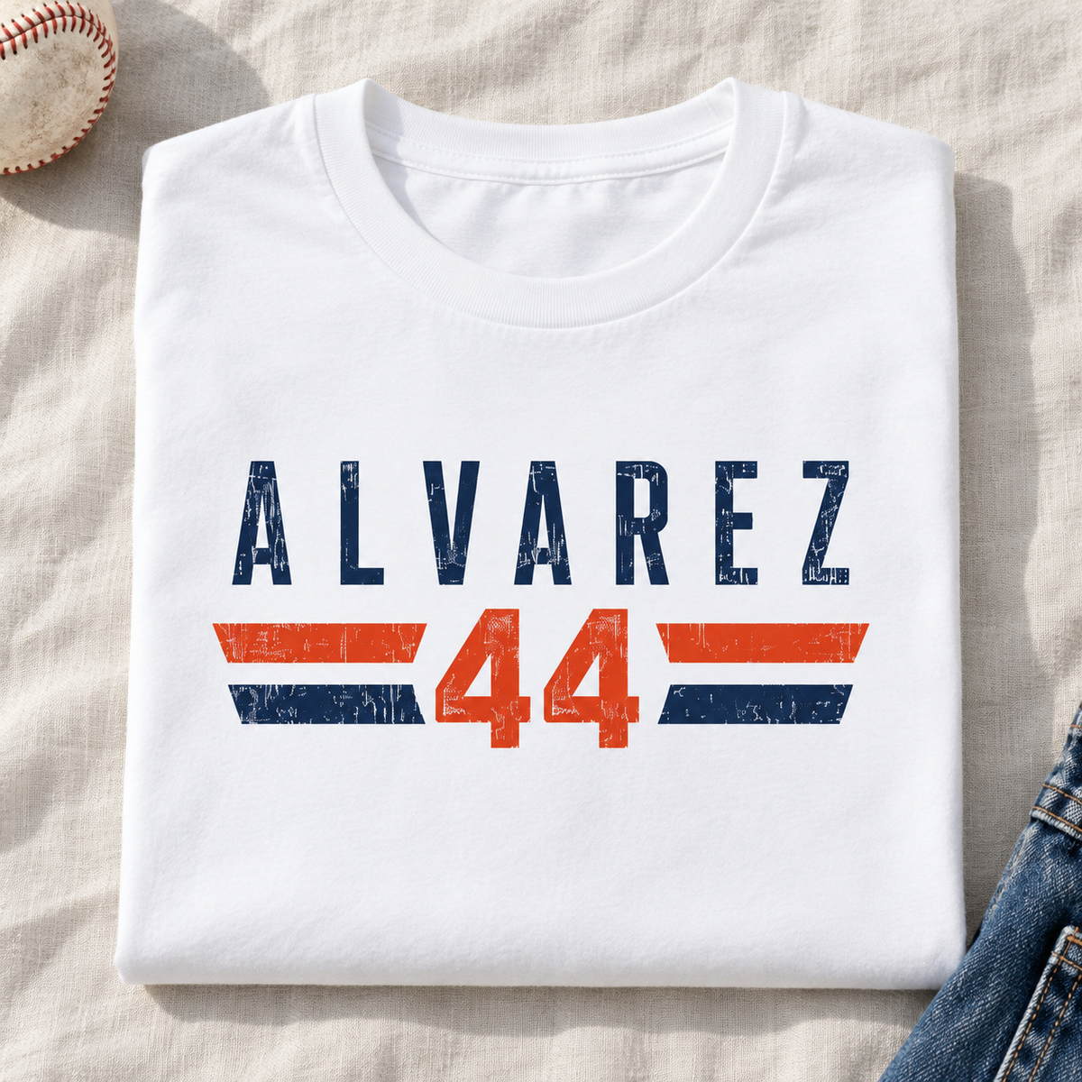 Houston Astros – Yordan Alvarez – #44 Vintage Stripes Shirt | Baseball Tee — folded lifestyle mockup