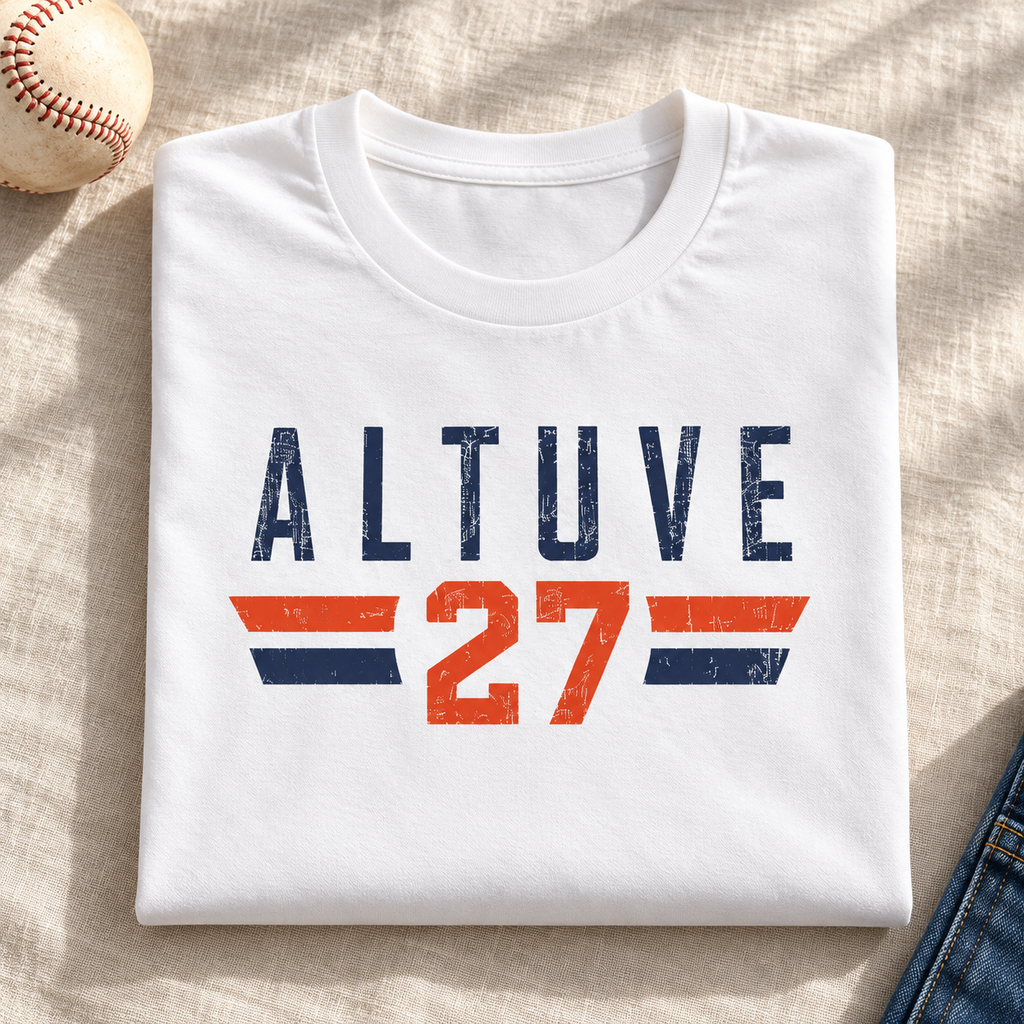 Houston Astros – Jose Altuve – #27 Vintage Shirt | Baseball Tee — folded lifestyle mockup