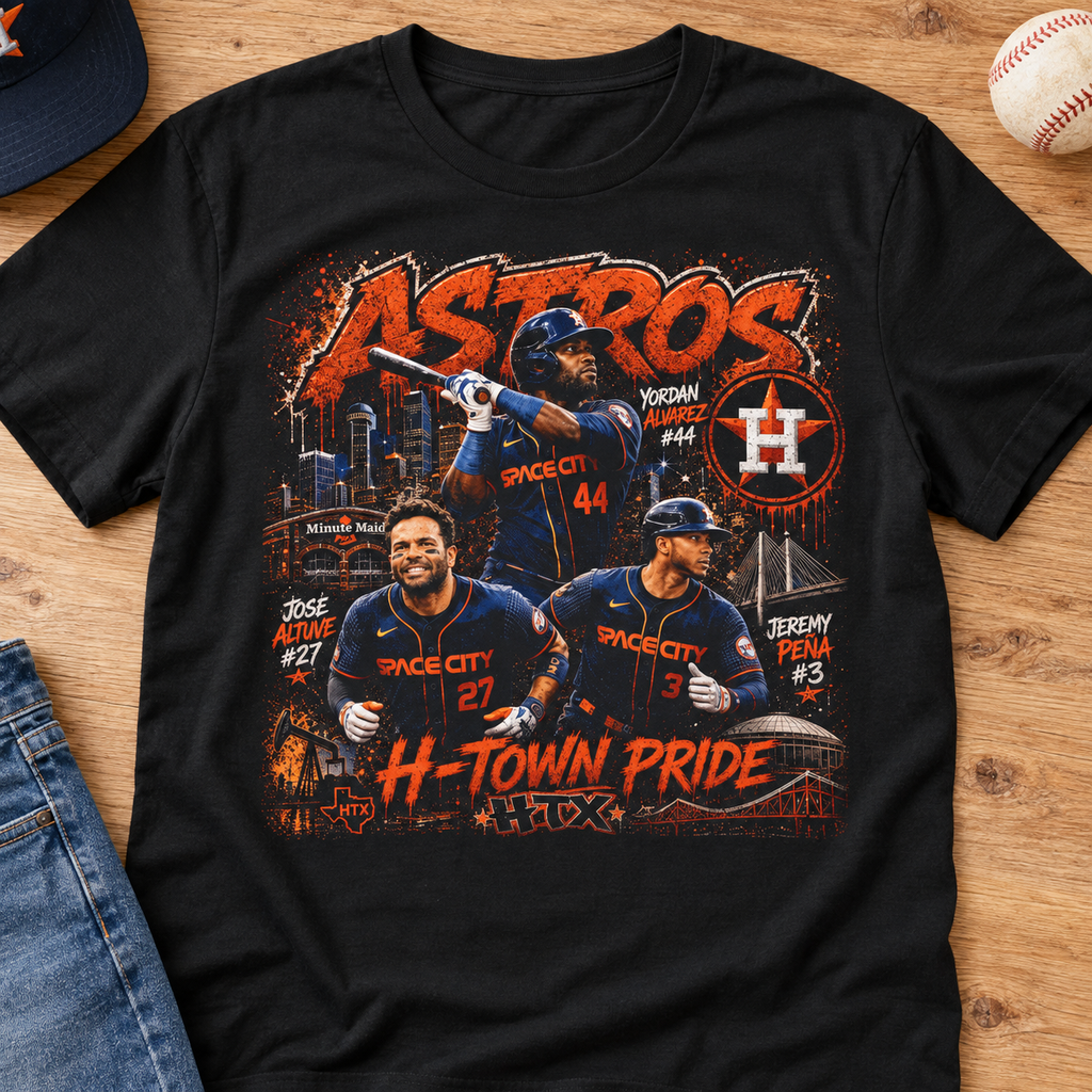 Houston Astros H-Town Pride Shirt | Baseball Fan Tee — layflat lifestyle mockup
