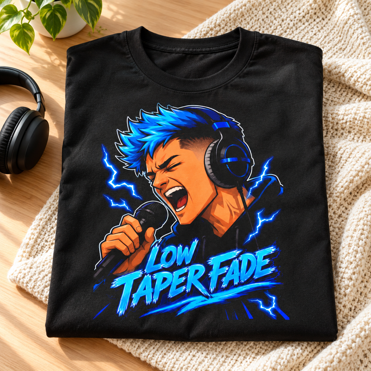 Low Taper Fade Meme Shirt | Viral Gamer Graphic Tee — folded lifestyle mockup
