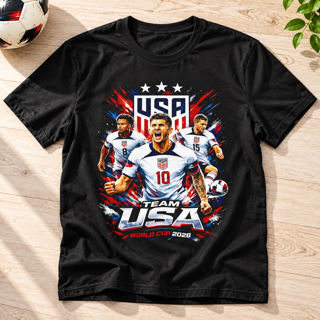 USA World Cup 2026 Soccer Shirt | Team USA Fan Tee — layflat lifestyle mockup