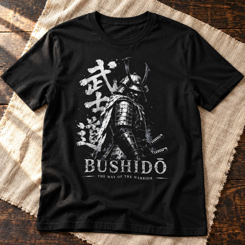 Bushido Samurai Shirt | Way of the Warrior Tee — layflat lifestyle mockup