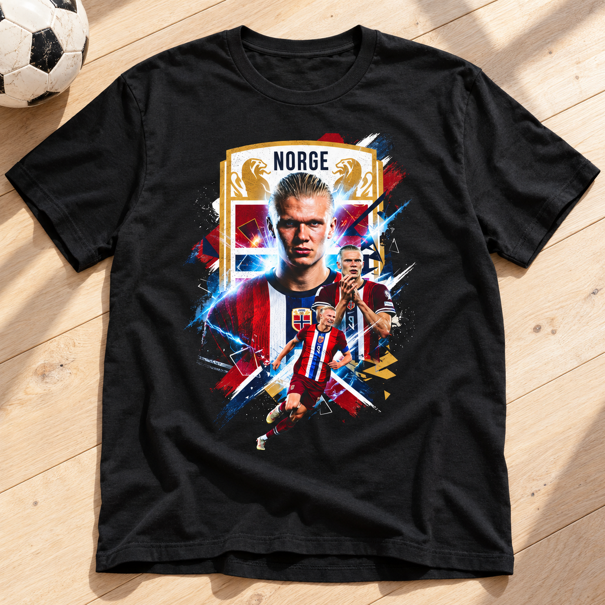 Erling Haaland Norway Soccer Shirt | Football Graphic Tee — layflat lifestyle mockup
