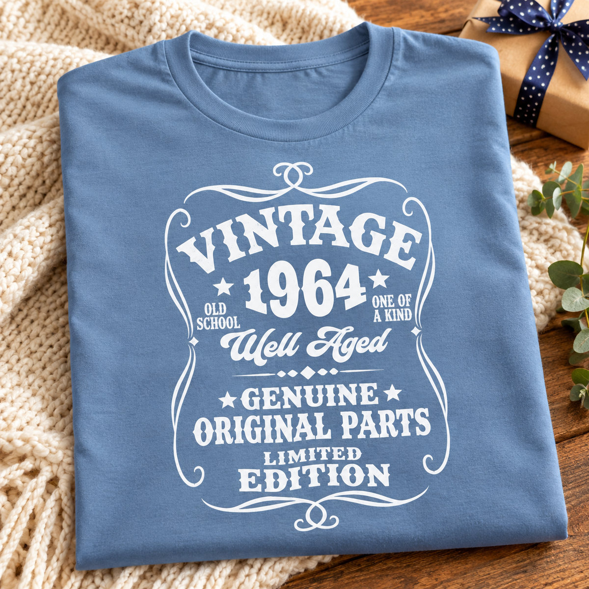 Personalized Birthday Shirt Vintage Well Aged T‑Shirt — Limited Edition Birthday Gift — folded lifestyle mockup