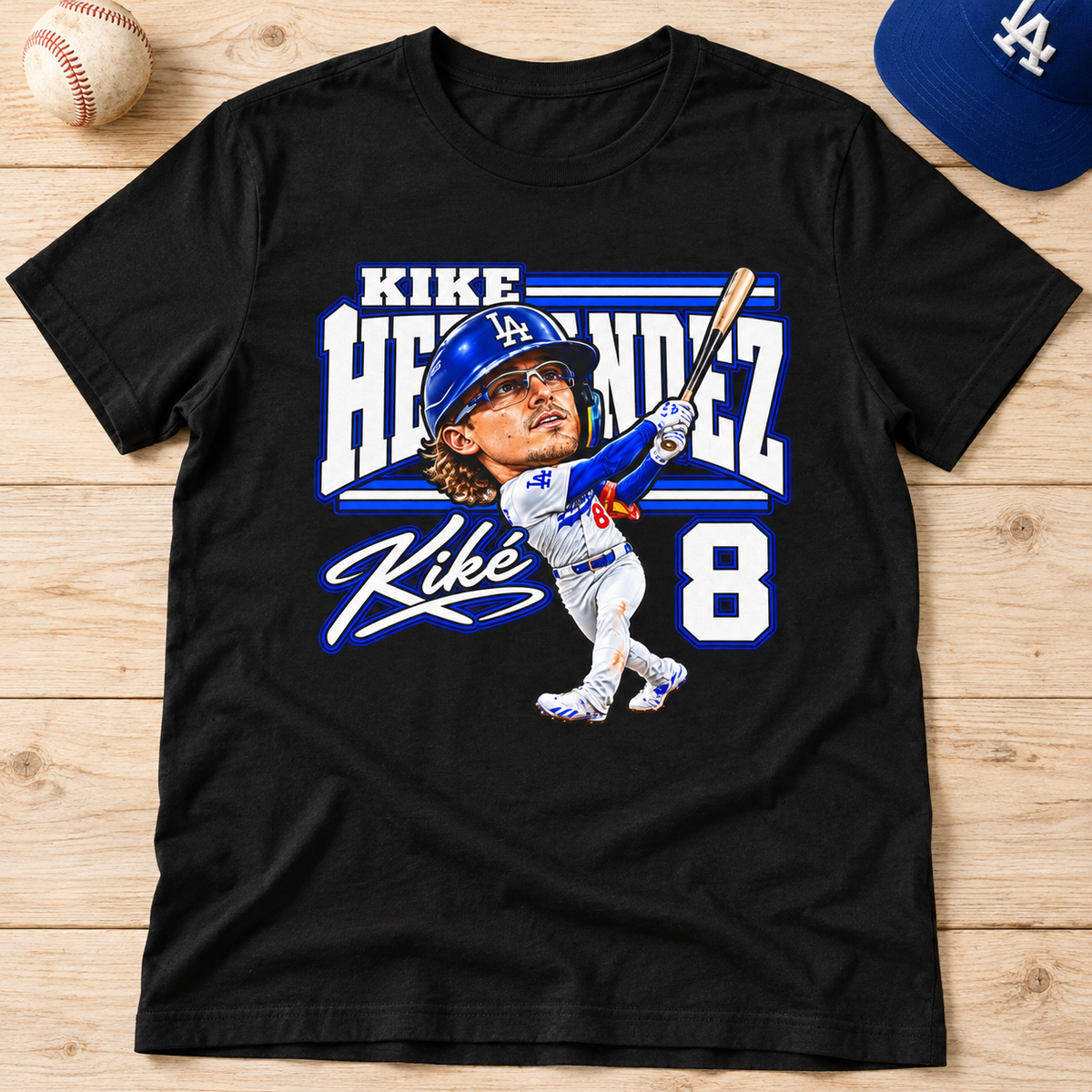 Los Angeles Dodgers – Kiké Hernández – T-Shirt | Retro Baseball Graphic Tee — layflat lifestyle mockup