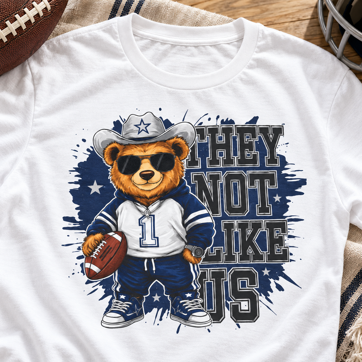 Dallas Cowboys – Personalized Football Shirt | Custom Name & Number — layflat lifestyle mockup