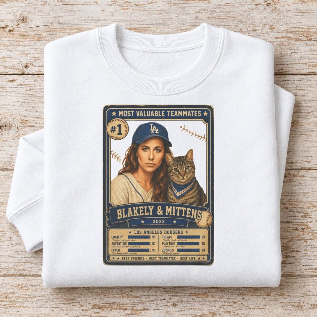 Personalized Pet Portrait Sweatshirt | Custom Dog or Cat — folded shirt with original artwork