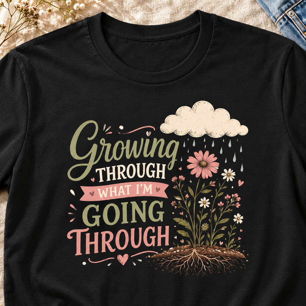 Positive Mindset Floral Shirt | Motivational Graphic Tee — close-up lifestyle flat lay