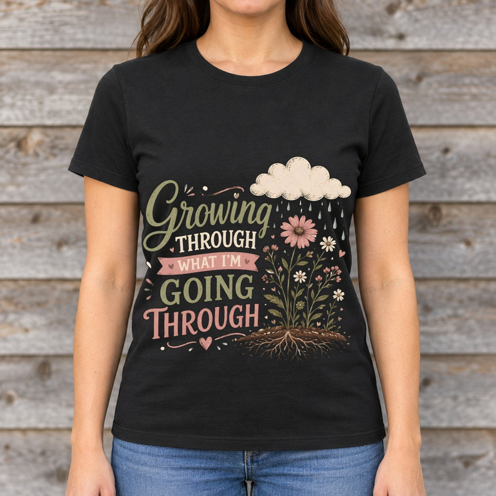 Positive Mindset Floral Shirt | Motivational Graphic Tee — woman wearing shirt with original artwork