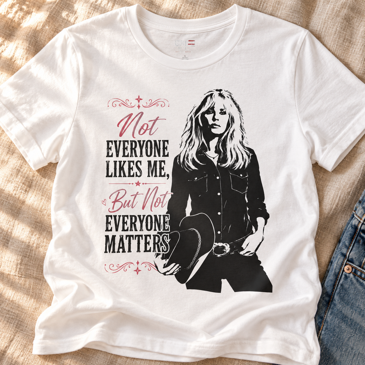 Beth Dutton Cowgirl Shirt | Western Graphic Tee — close-up lifestyle flat lay