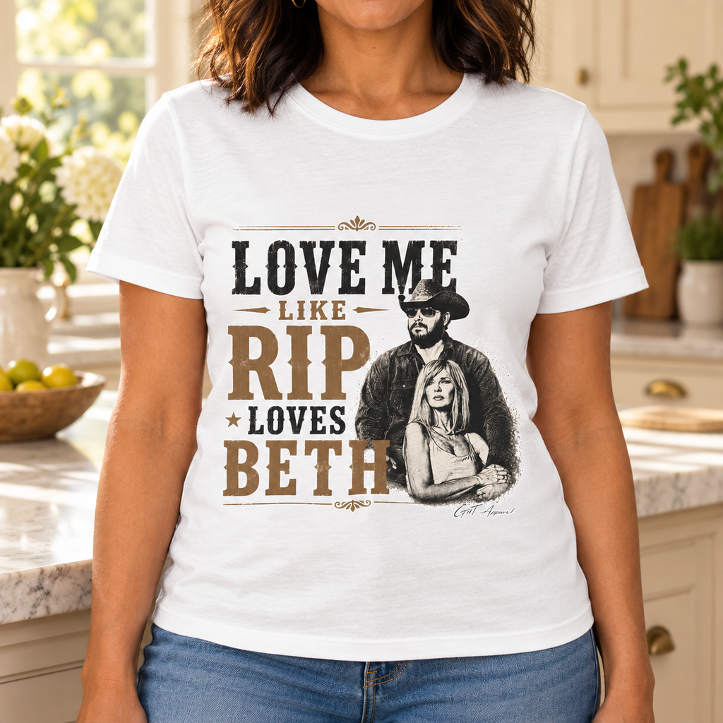 Love Me Like Rip Loves Beth Shirt | Yellowstone Western Tee — close-up lifestyle mockup