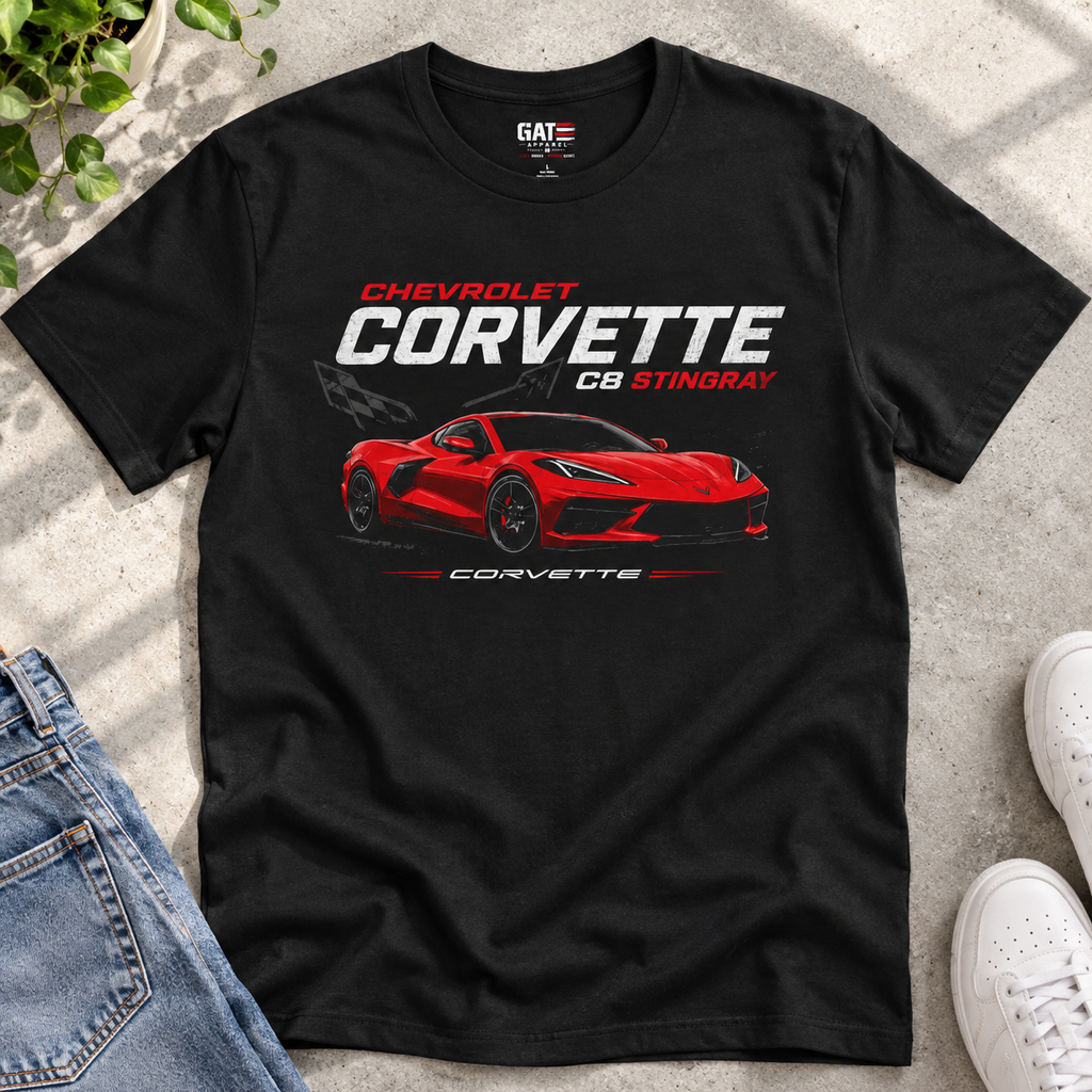 Custom Car Shirt | Personalized Make & Model Design — close-up lifestyle flat lay