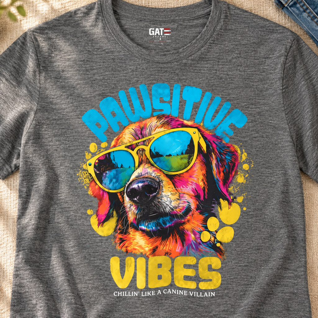 Pawesome Vibes Dog Shirt | Pet Lover Tee — close-up lifestyle flat lay