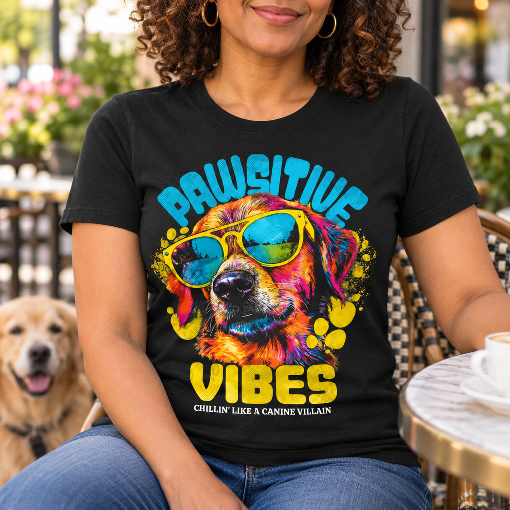 Pawesome Vibes Dog Shirt | Pet Lover Tee — close-up lifestyle mockup