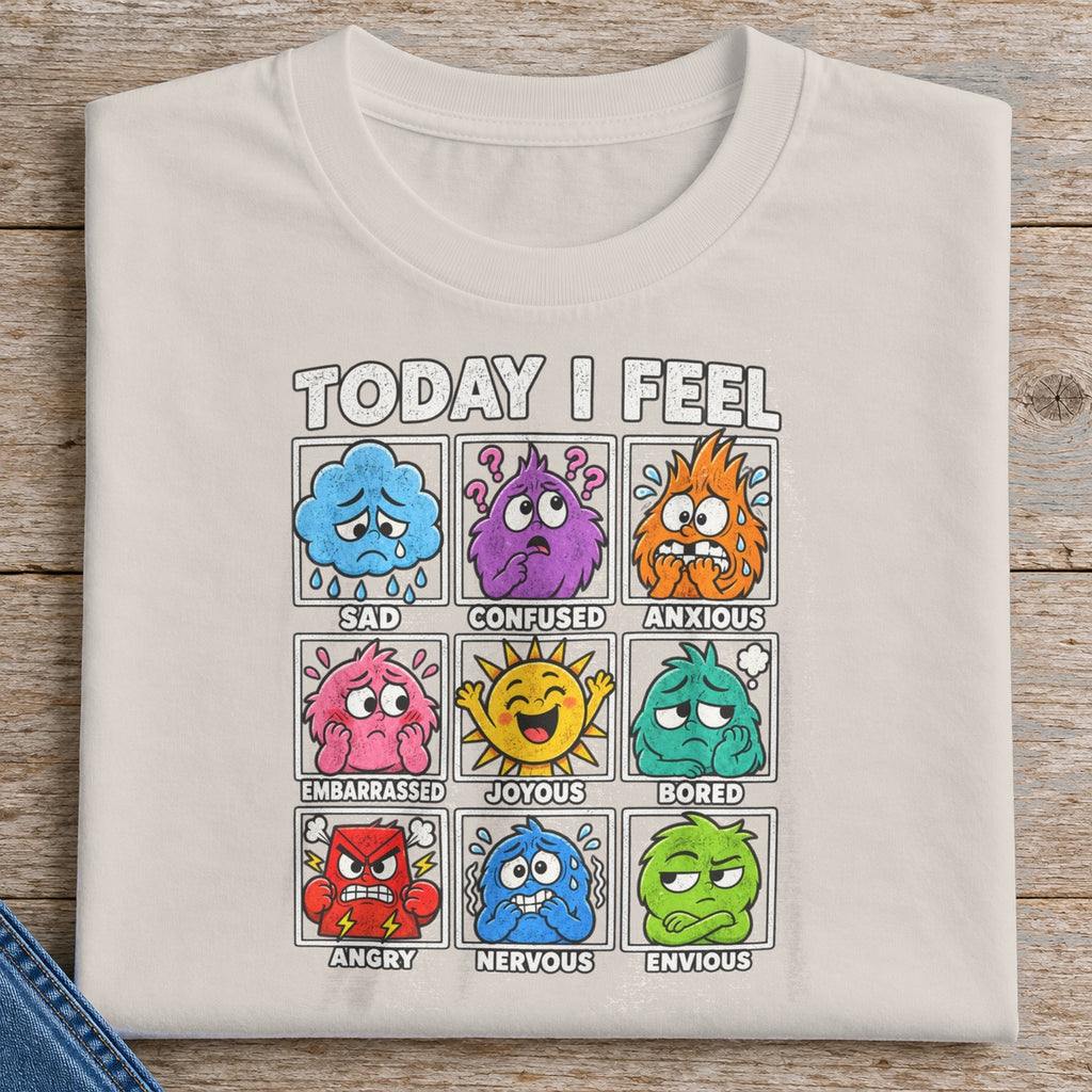 Inside Out Character Graphic T-Shirt — folded shirt with original artwork