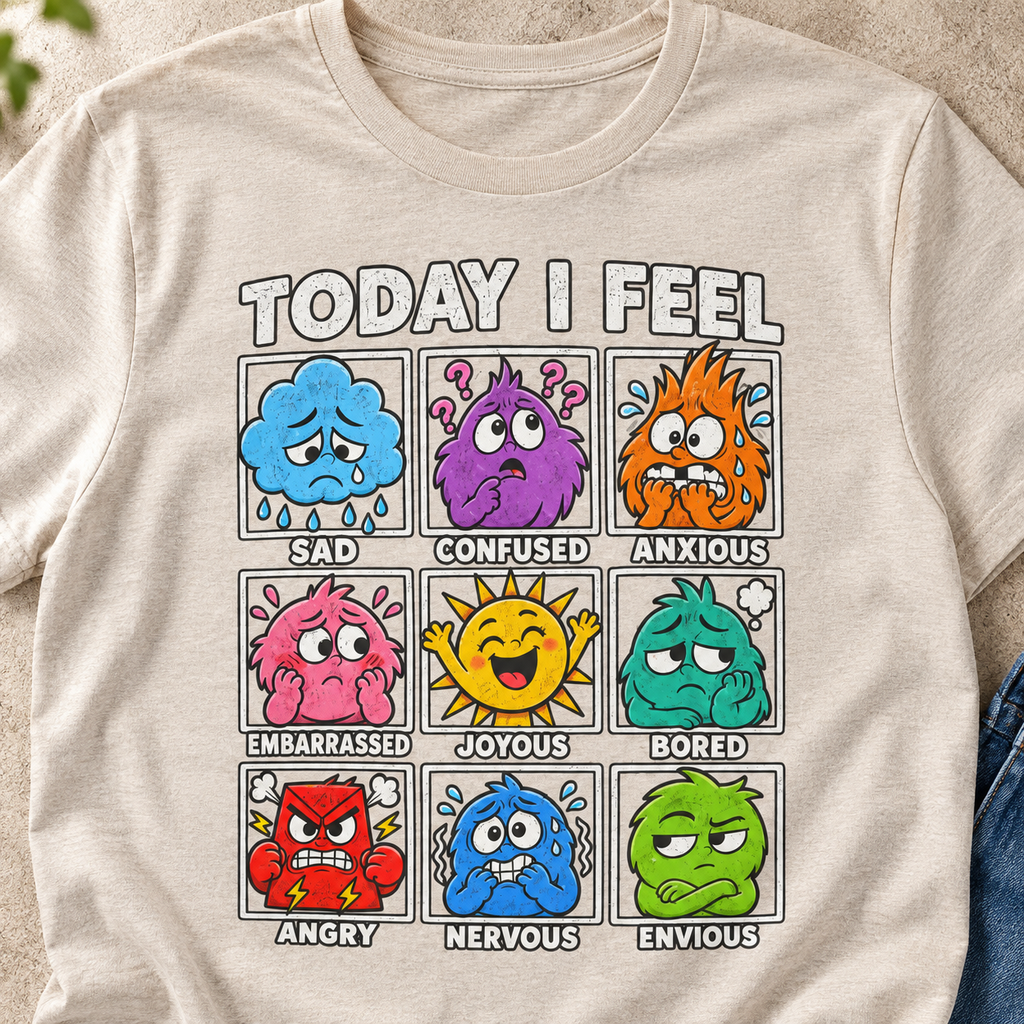 Inside Out Character Graphic T-Shirt — close-up lifestyle flat lay