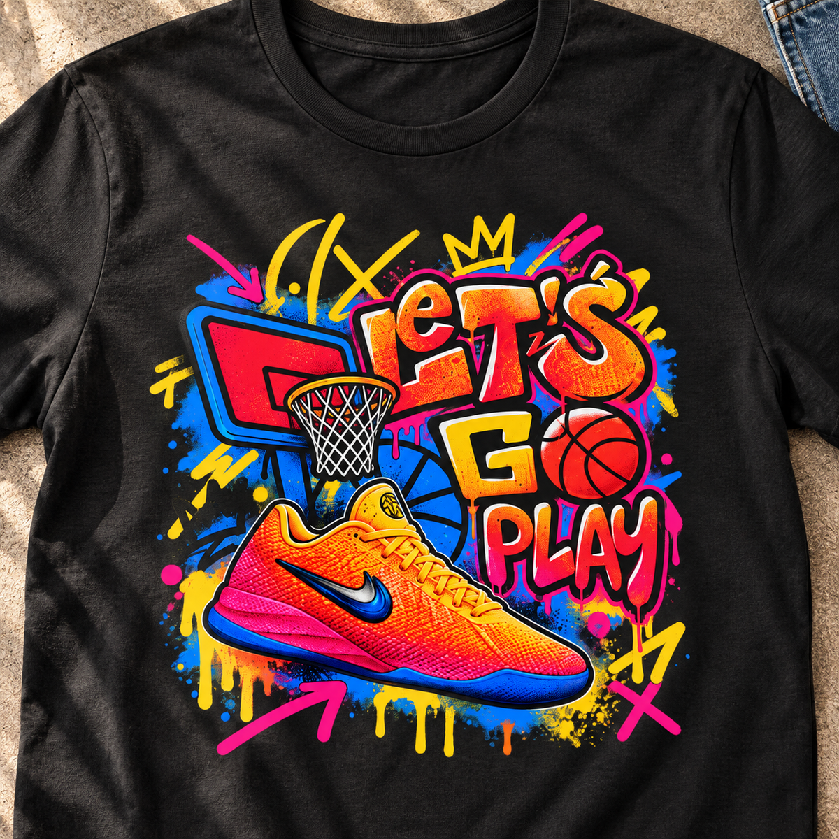 Indiana Fever – Caitlin Clark – Caitlin 1s All-Star Sneaker T-Shirt — close-up lifestyle flat lay