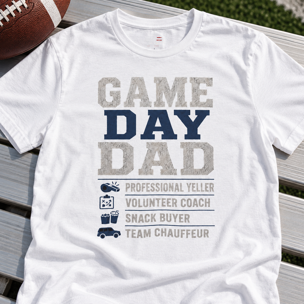 Game Day Dad Shirt | Football Dad Tee — close-up lifestyle flat lay