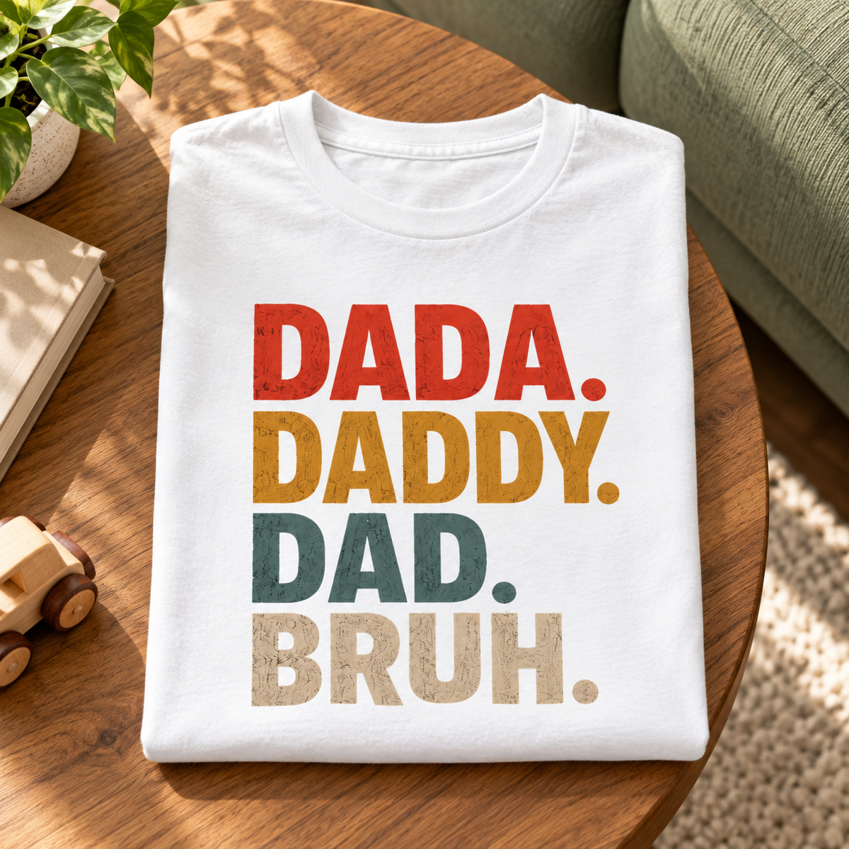 Dada Daddy Dad Bruh Shirt | Funny Fatherhood Tee — folded shirt lifestyle mockup