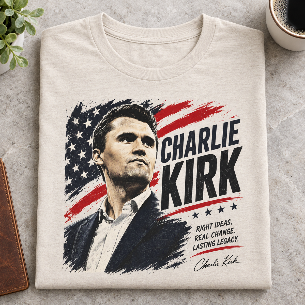 Charlie Kirk Patriotic Shirt | Conservative American Flag Tee — folded product mockup