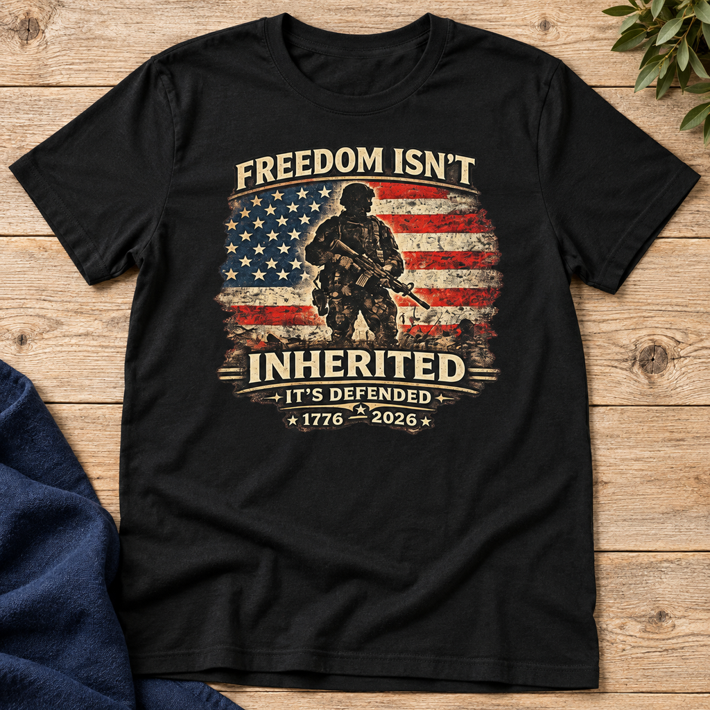 Freedom Isn't Inherited 1776-2026 Shirt | Veteran Tee — flat-lay product mockup