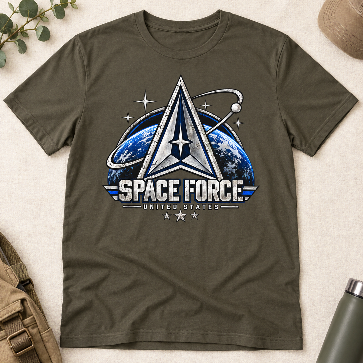 Guardians Beyond Space Force T-Shirt — flat-lay product mockup