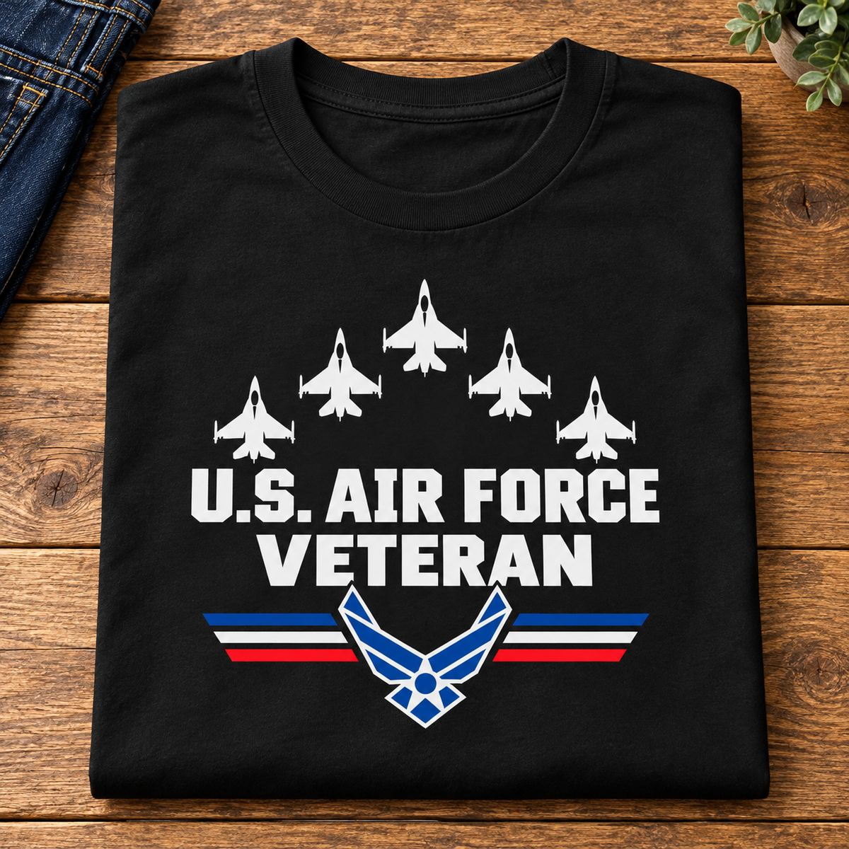 Air Superiority U.S. Air Force Veteran T-Shirt — folded product mockup