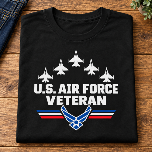 Air Superiority U.S. Air Force Veteran T-Shirt — folded product mockup