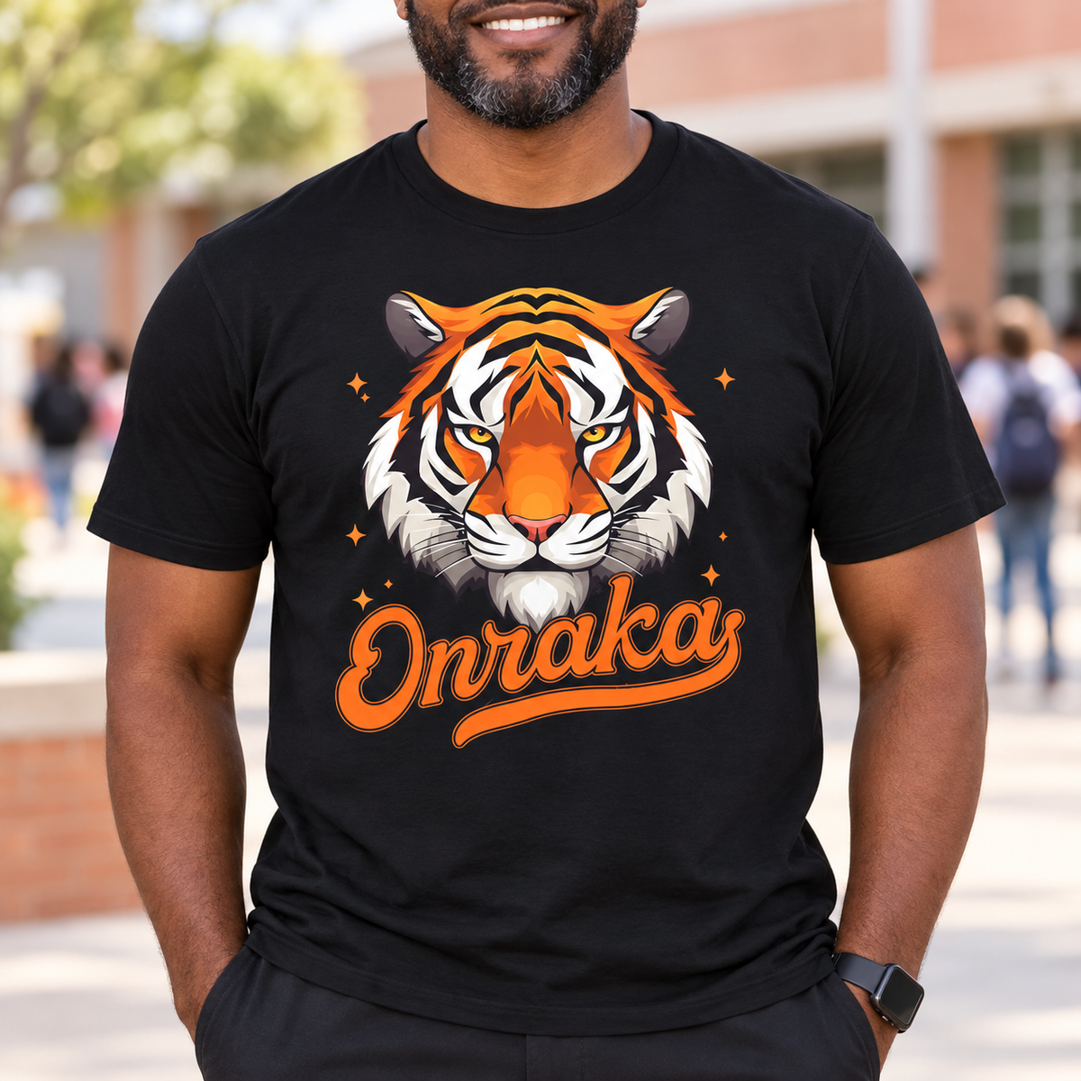 Ron Clark Onraka Tiger Shirt | Orange Squad Tee — worn lifestyle mockup