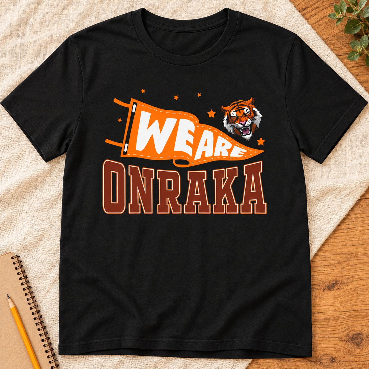 Ron Clark Onraka We Are Shirt | Orange Squad Tee — layflat lifestyle mockup