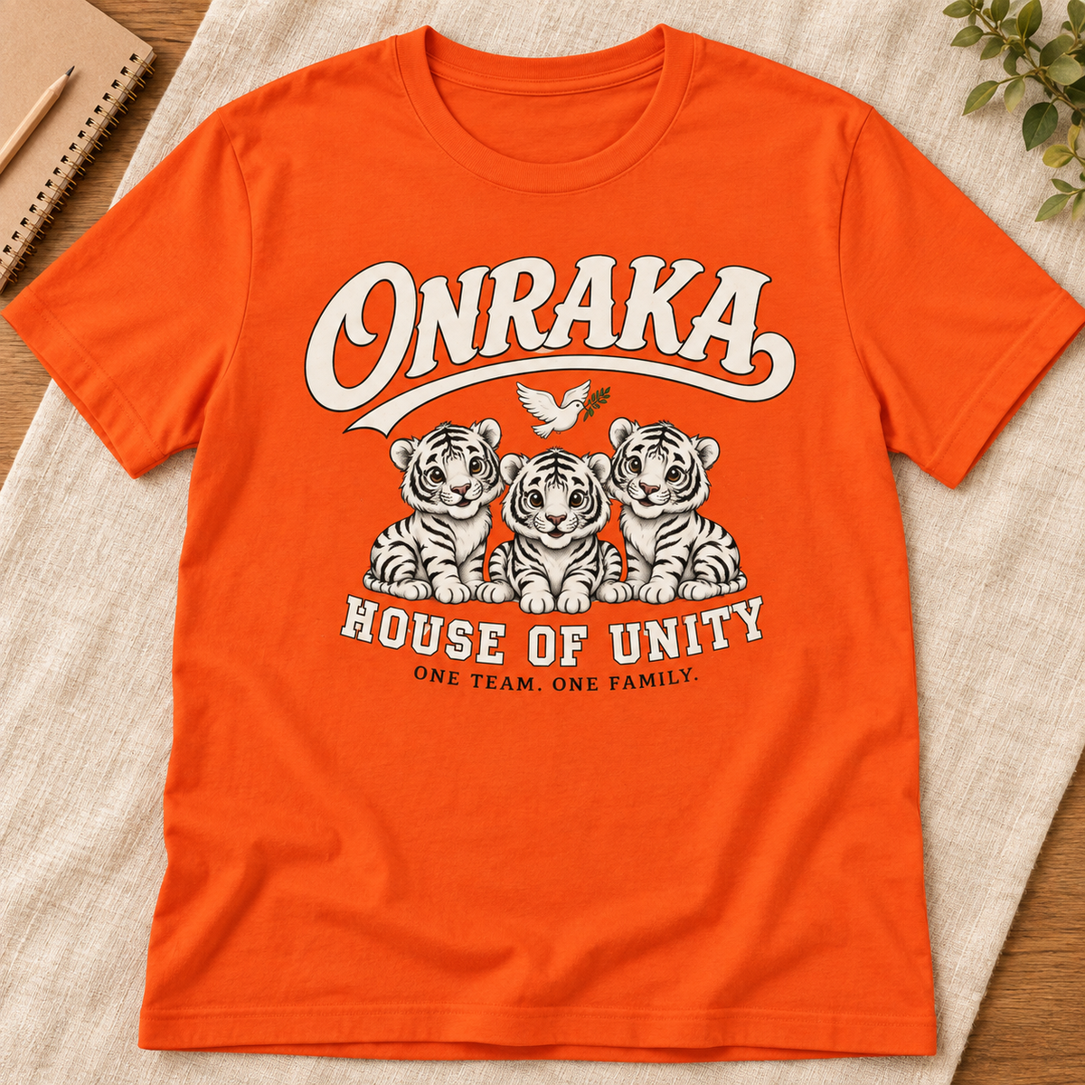 Ron Clark Onraka Tiger Cubs Shirt | Orange Squad Tee — layflat lifestyle mockup