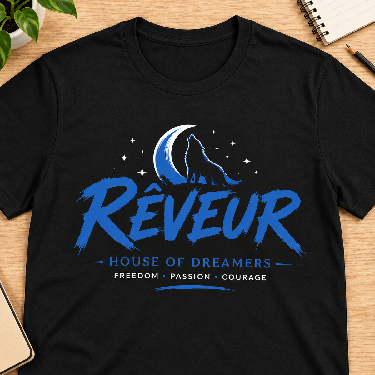 Ron Clark Reveur Squad T-Shirt – Style 2 — layflat lifestyle mockup