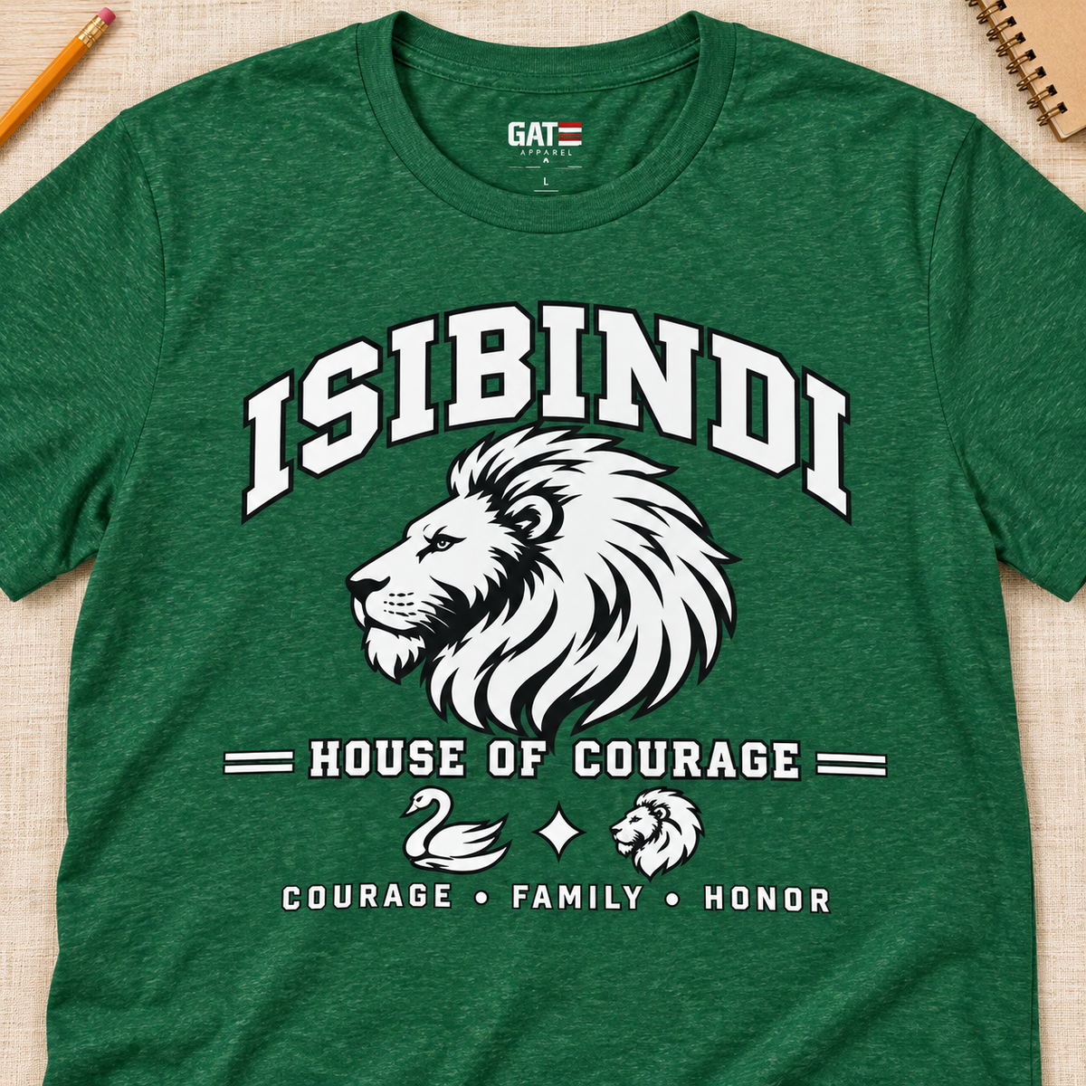 Ron Clark Isibindi Squad T-Shirt — layflat lifestyle mockup