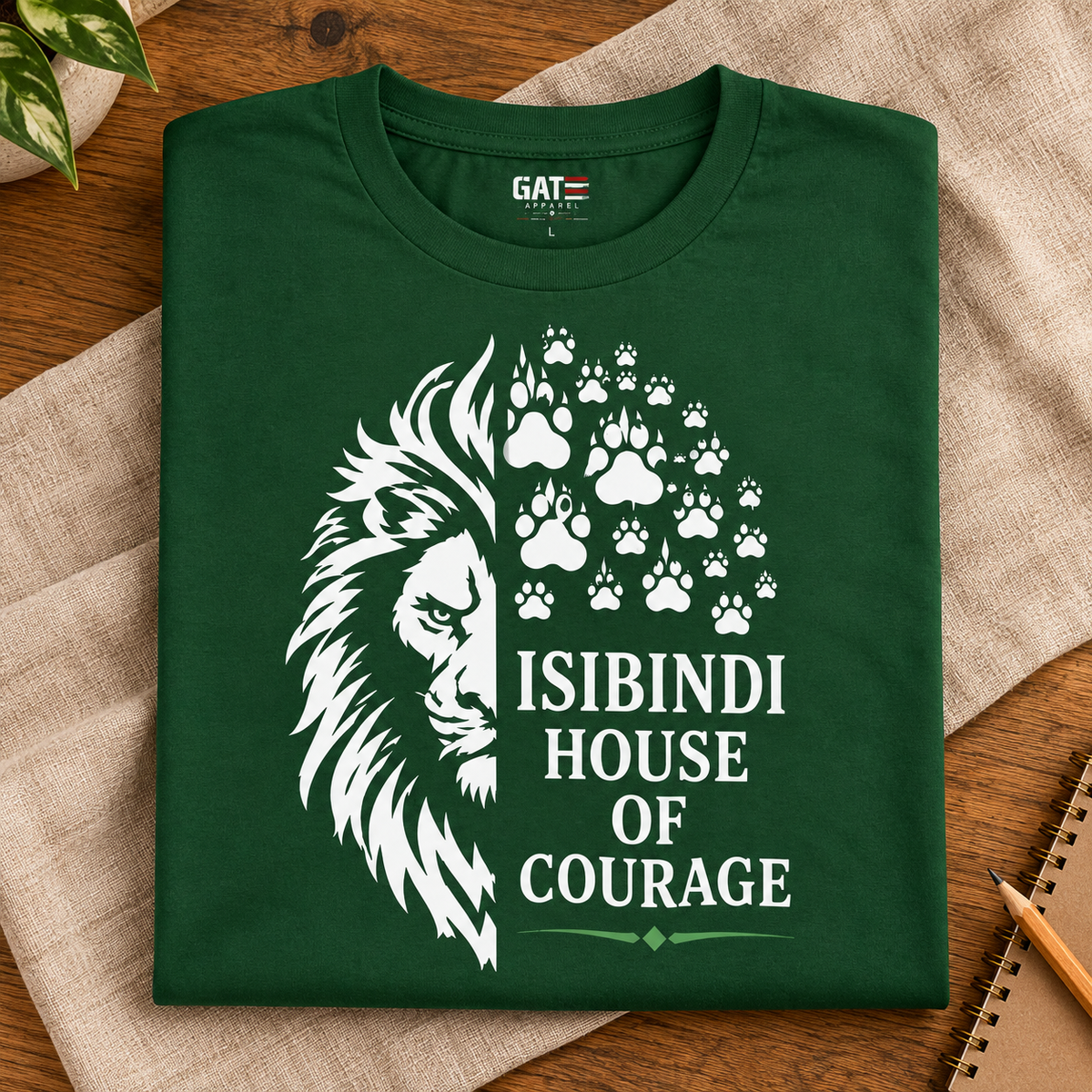 Ron Clark Isibindi: House of Courage T-Shirt — folded lifestyle mockup