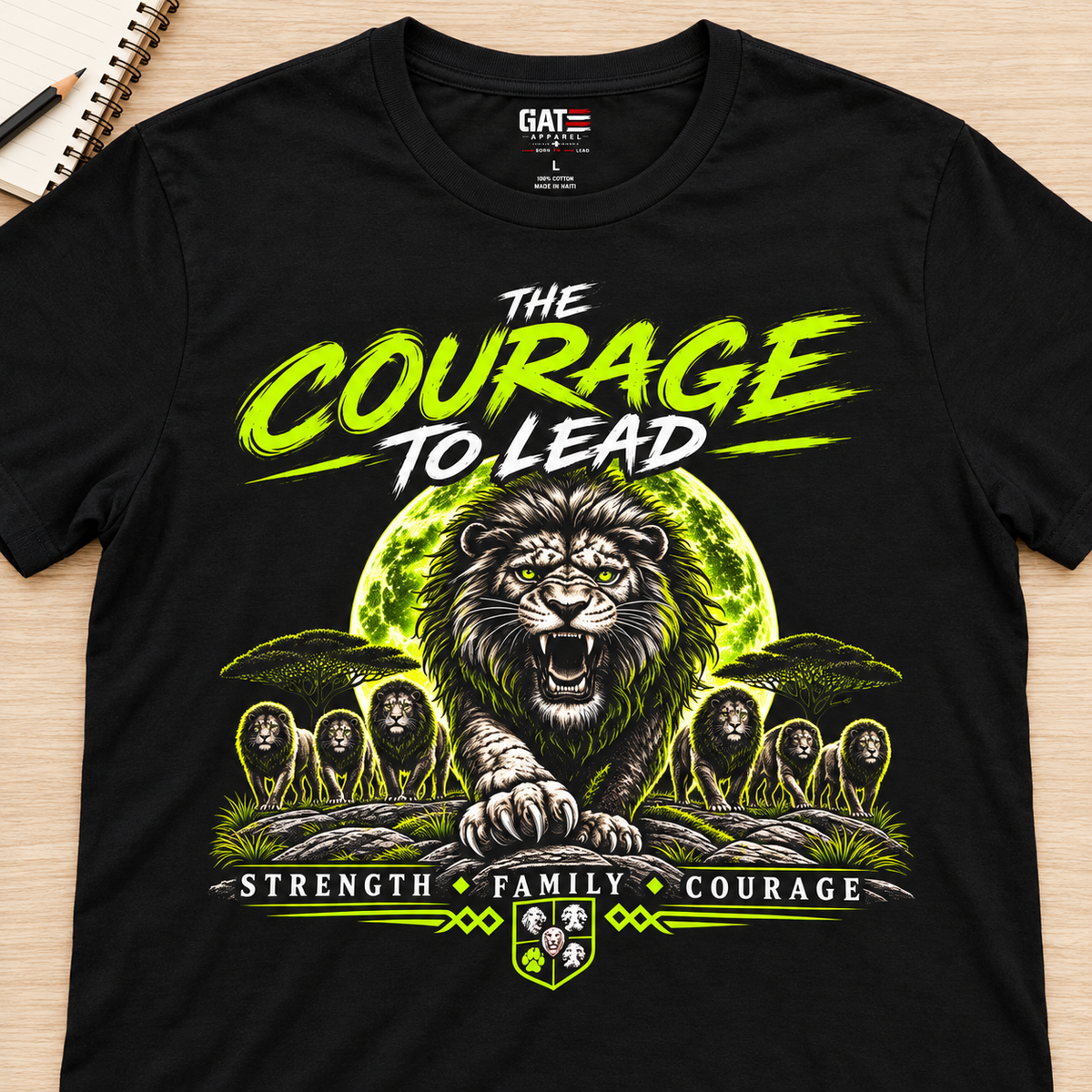 Ron Clark Isibindi: Courage to Lead T-Shirt — layflat lifestyle mockup