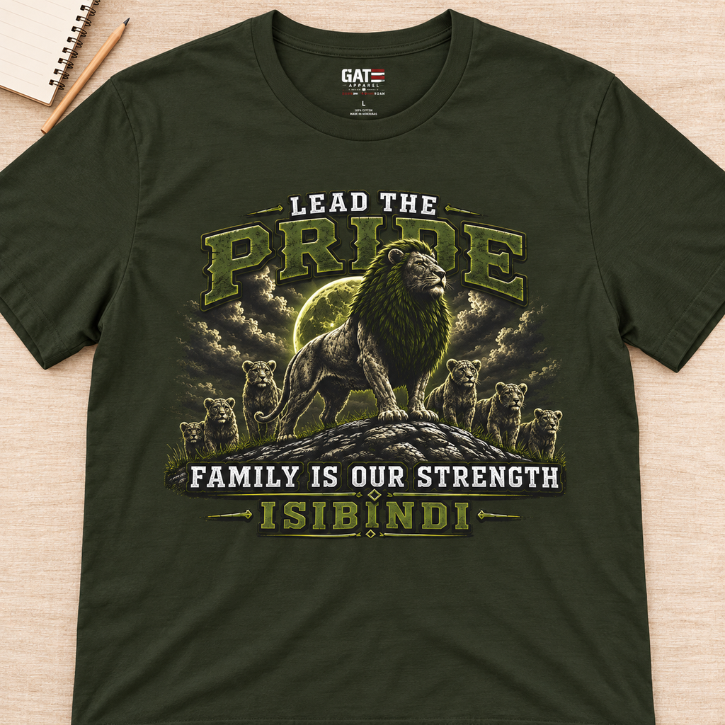 Ron Clark Isibindi: Lead the Pride T-Shirt — layflat lifestyle mockup