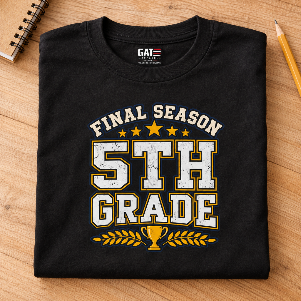 Final Season 5th Grade Graduation T-Shirt — folded lifestyle mockup