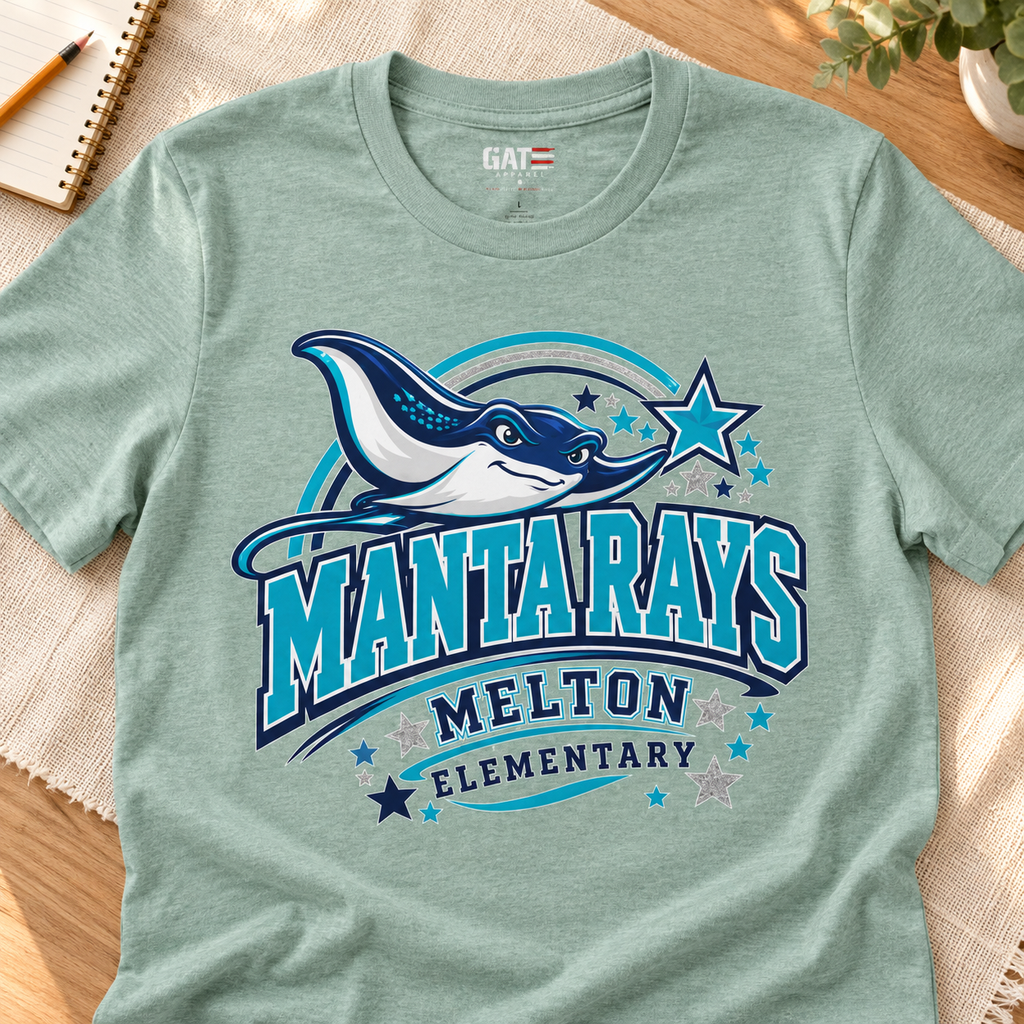 Melton Manta Rays Elementary Shirt | School Spirit Tee — layflat lifestyle mockup
